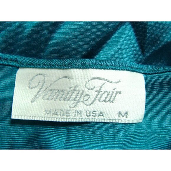 Vanity Fair Women Size M Teal Embroidered Button Front Nightgown Robe 3/4 Sleeve - Picture 8 of 10